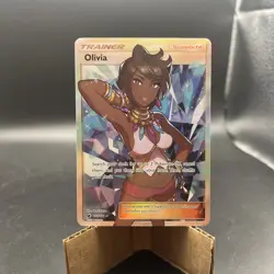 2017 POKEMON SUN & MOON CRIMSON INVASION #111/111 OLIVIA ULTRA RARE - Image 1