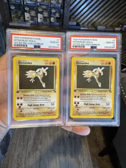 PSA 10 GEM MINT Hitmonlee 7/62 HOLO RARE 1st Edition FOSSIL INCOMPLETE HOLO EROR - Image 4
