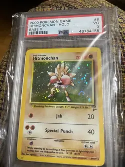 Pokemon TCG Hitmonchan Base Set 2 Holo Rare PSA 3 8/130 2000 English - Image 1