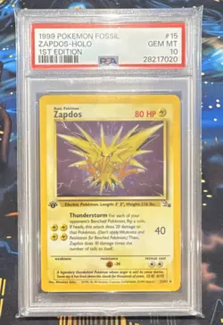 Pokemon TCG Zapdos Fossil 15/62 1st Edition Holo Rare PSA 10 #15 - Image 1