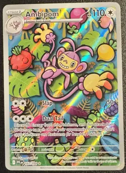 Ambipom 107/094 Phantasmal Flames Holo Illustration Rare NM English Pokemon Card - Image 1
