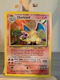 Pokemon TCG Charizard Base Set Holo Unlimited Rare Card 4/102 - Image 1