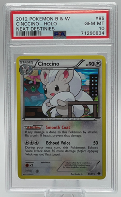 2012 POKEMON BLACK & WHITE NEXT DESTINIES #85 CINCCINO-HOLO PSA 10 GEM MINT - Image 1