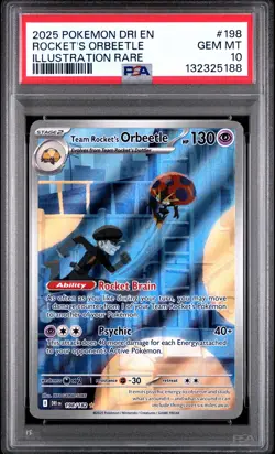 2025 POKEMON DRI EN-DESTINED RIVALS #198 TEAM ROCKET'S ORBEETLE PSA 10 - Image 1