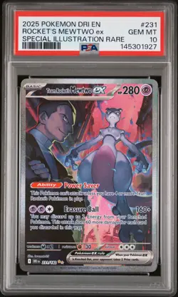 2025 POKEMON DRI EN-DESTINED RIVALS #231 TEAM ROCKET'S MEWTWO EX PSA 10 - Image 1