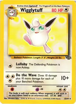 Pokemon TCG Wigglytuff Jungle 32/64 Unlimited Rare HP - Image 1