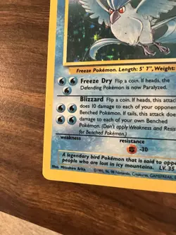 1999 Pokemon Fossil Unlimited Articuno #02/62 Holo Rare LP - Image 5