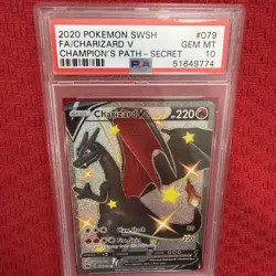 2020 Pokemon SWSH Champion's Path Secret #079 FA/ Charizard V PSA 10 - Image 5