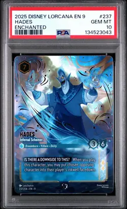 2025 DISNEY LORCANA FABLED 237 HADES INFERNAL SCHEMER ENCHANTED PSA 10 GEM MINT - Image 1