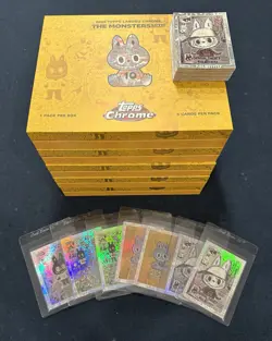2025 Topps Chrome Labubu HUGE Lot 5 Opened Boxes W/ Cases + 7 Refractors + Cards - Image 1