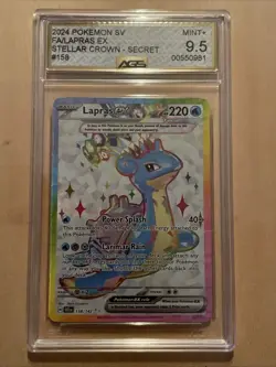 Pokemon Lapras ex 158/142 Stellar Crown Secret Graded AGS 9.5 Mint - Image 1