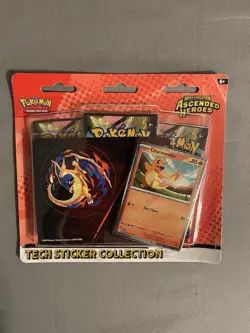 Pokemon Ascended Heroes 3 Pack Charmander Promo Tech Sticker Collection SEALED - Image 1