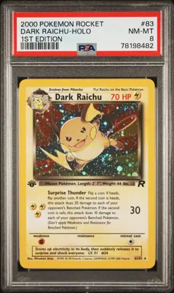 PSA 8 DARK RAICHU HOLO 🌀 SWIRL 1ST EDITION 2000 POKEMON ROCKET #83 - Image 1