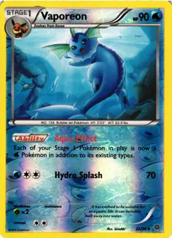 Pokemon TCG Vaporeon 22/98 XY-Ancient Origins Reverse Holo VLP - Image 1