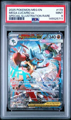 2025 POKEMON MEG EN EVOLUTION #179 MEGA LUCARIO EX SPECIAL ILLUSTRATION PSA 9 - Image 1