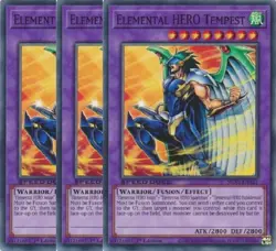 Yugioh - Elemental HERO Tempest x 3 - 1st Edition NM - Free Holographic Card - Image 1
