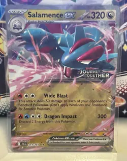 Pokemon Journey Together TCG Stamped Promo Holo Foil Card - Salamence EX 114/159 - Image 1