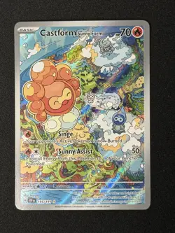 Castform Sunny Form 195/191 Illustration Rare Surging Sparks Pokemon Card NM - Image 1