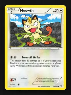 Meowth 74/124 Fates Collide English Pokemon Card TCG - Image 1