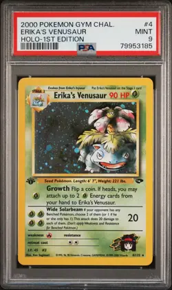 Pokemon 2000 Gym Challenge Erika's Venusaur 1st Edition Holo PSA 9 - Image 1