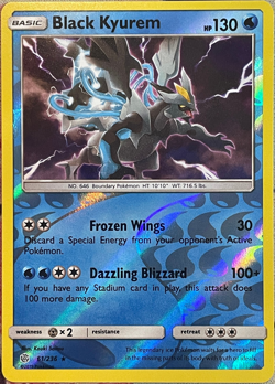 Black Kyurem Reverse Holo Rare - 61/236 - Cosmic Eclipse Pokemon 2019 - Image 1