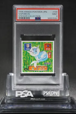 PSA 9 VAPOREON AMADA STICKER COLLECTION #134 1996 Pokemon Japanese MINT - Image 1