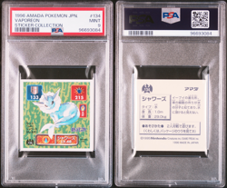 PSA 9 VAPOREON AMADA STICKER COLLECTION #134 1996 Pokemon Japanese MINT - Image 3