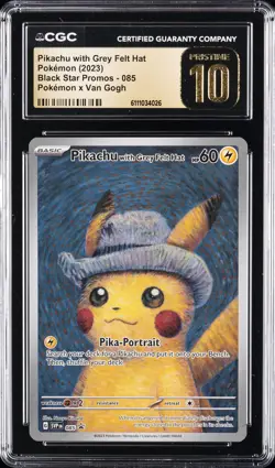2023 POKEMON X VAN GOGH PROMO #085 PIKACHU WITH GREY FELT HAT CGC 10 PRISTINE - Image 1
