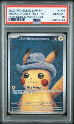 2023 POKEMON SVP EN-SV BLACK STAR PROMO #085 PIKACHU WITH GREY FELT HAT PSA 10 - Image 1