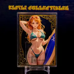 Nami Premium Waifu Trading Card Metal Gold #/100 Die-Cut One Piece - Image 1