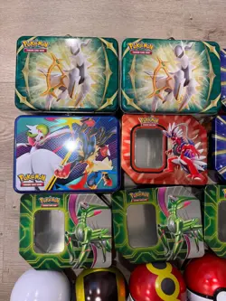 Pokemon Empty Tin Lot Sleeves Pokeball Postcards Mini Binder Lunchbox NO CARDS - Image 2