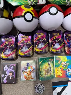 Pokemon Empty Tin Lot Sleeves Pokeball Postcards Mini Binder Lunchbox NO CARDS - Image 5