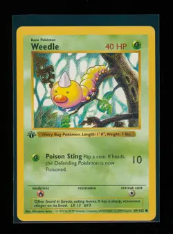 POKEMON 1st Edition Shadowless Base Set WEEDLE 69/102 Common LP Vintage WOTC - Image 1