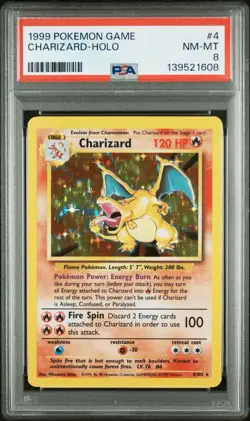 1999 Pokemon Base Set Charizard Holo Rare English #4/102 PSA 8 - Image 1