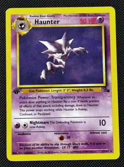 Pokemon Card Haunter 21/62 Fossil Set Non Holo Rare 1st Edition NM - Image 1