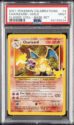 2021 POKEMON CELEBRATIONS CLASSIC COLL #4 CHARIZARD-HOLO PSA 9 - Image 1