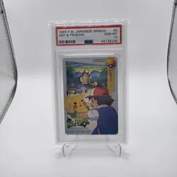 Ash & Pikachu Bandai Carddass Vending Japanese Pokemon (1998) - PSA 10 - Image 1