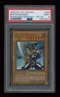 YUGIOH 1st Edition Pharaoh's Servant BUSTER BLADER PSV-050 Ultra Rare PSA 9 MINT - Image 1