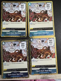 Gum-Gum Red Roc OP04-056 One Piece Card Game x4 Playset PRB Jolly Roger Foil - Image 1
