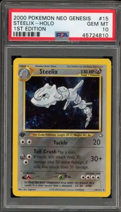 Pokemon Steelix Neo Genesis 1st Edition Holo Rare #15 PSA 10 Gem Mint - Image 1
