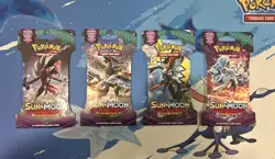Pokemon TCG: Sun and Moon Guardians Rising Sleeved 4 Pack Complete Art Set - Image 1
