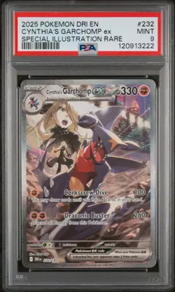 2025 POKEMON DRI EN-DESTINED RIVALS #232 CYNTHIA'S GARCHOMP EX PSA 9 - Image 1