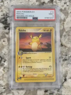 2004 POKEMON EX TEAM MAGMA VS TEAM AQUA #13 RAICHU PSA 9 MINT - Image 1