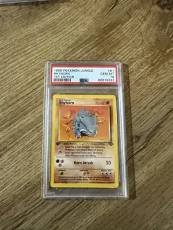 RHYHORN PSA 10 1999 POKEMON JUNGLE 1ST EDITION #61 - Image 1