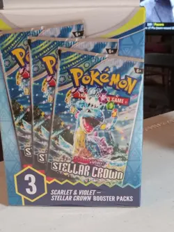POKEMON TCG SCARLET & VIOLET STELLAR CROWN SV07 3 PACK BOOSTER BOX NEW - Image 1
