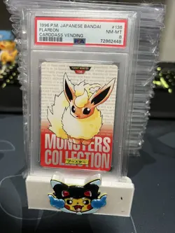 PSA 8(OC) 1996 P.M. Japanese Bandai Flareon Carddass Vending #136 Mint Pokemon - Image 1