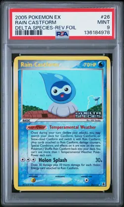 2005 POKEMON EX DELTA SPECIES #26 RAIN CASTFORM-REVERSE FOIL PSA 9 - Image 1