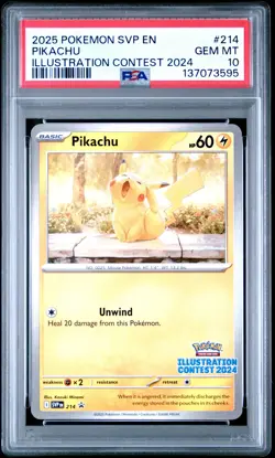 2025 POKEMON SVP EN-SV BLACK STAR PROMO ILLUSTRATION CONTEST 2024 PIKACHU PSA 10 - Image 1
