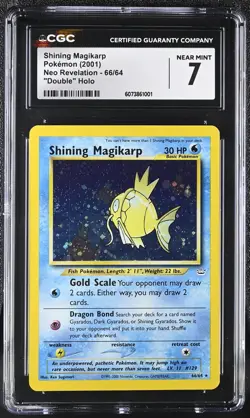 2001 POKEMON NEO REVELATION DOUBLE HOLO ERROR #66 SHINING MAGIKARP CGC 7 - Image 1