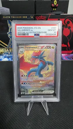 2025 POKEMON JOURNEY TOGETHER SPECIAL ILLUSTRATION RARE #187 SALAMENCE EX PSA 10 - Image 1